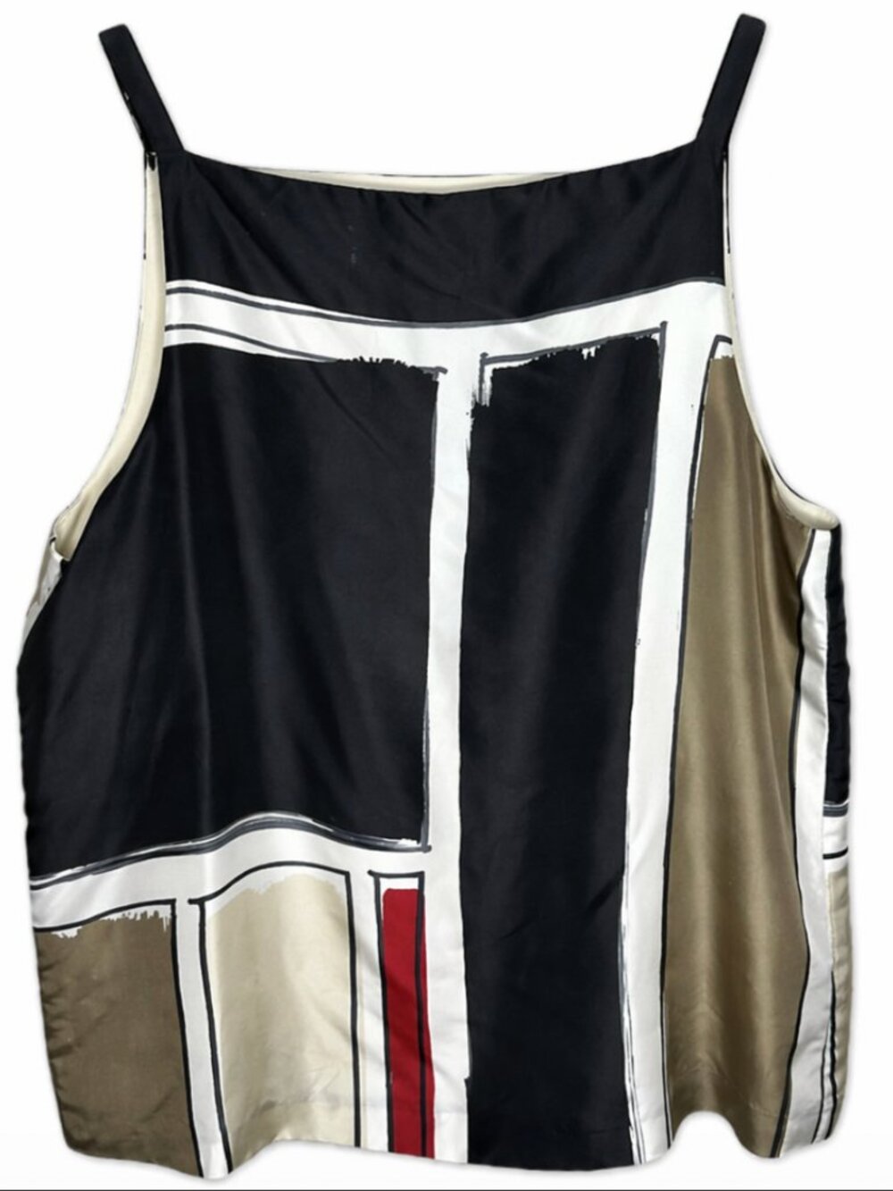 Theory 100% Silk Blouse Tank Top Size M Abstract Scarf Print